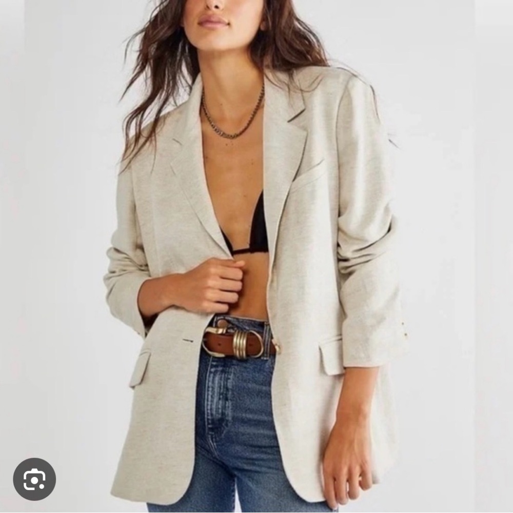 Free People Good Lookin’ Nilla Cream Linen Blazer
